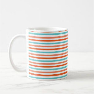 Mug Bleu turquoise, rayures oranges de corail, barrée