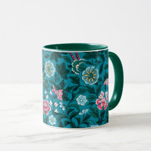 Mug Bleu Turquoise Vert Rouge rose Jaune Motif Floral