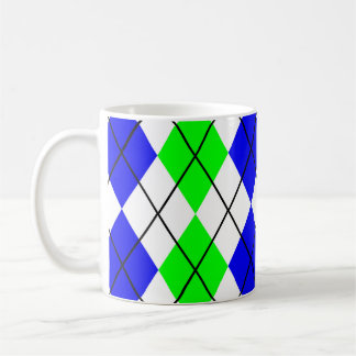 Mug Bleu Vert Blanc Dessin de diamant en Argyle 