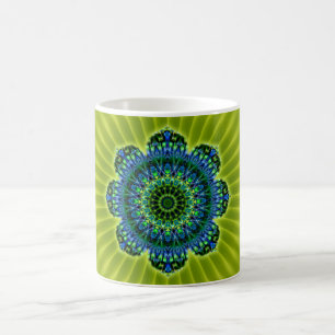 Mug bleu vert mandala fleur vert clair