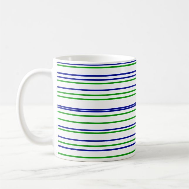 Mug Bleu vert violet rayures motif personnalisé modern (Gauche)