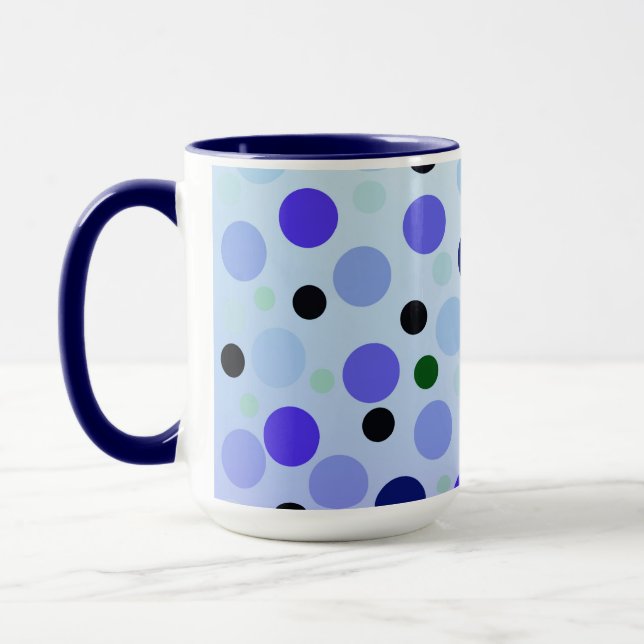 Mug Bleu Violet Et Vert Pois, (Gauche)