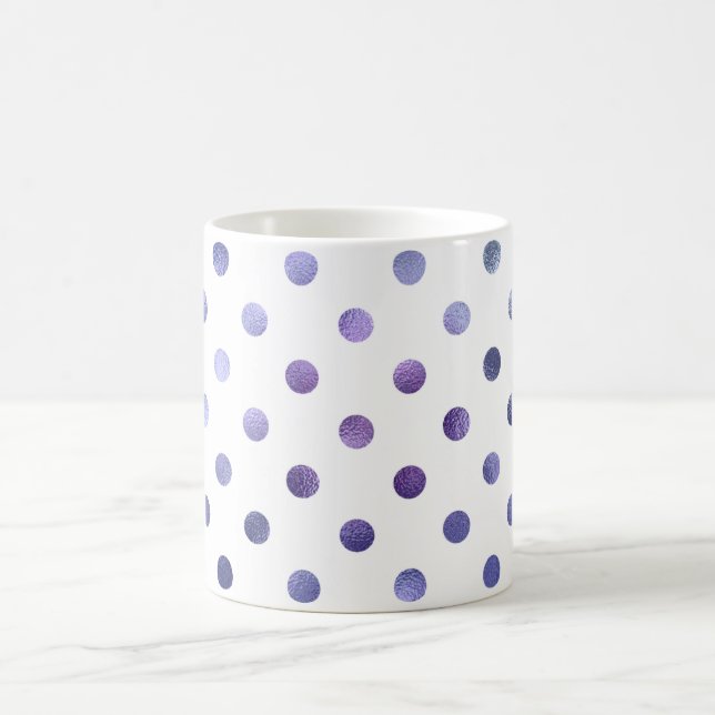 Mug Bleu Violet Métallurique Faux Foil Polka Point (Centre)