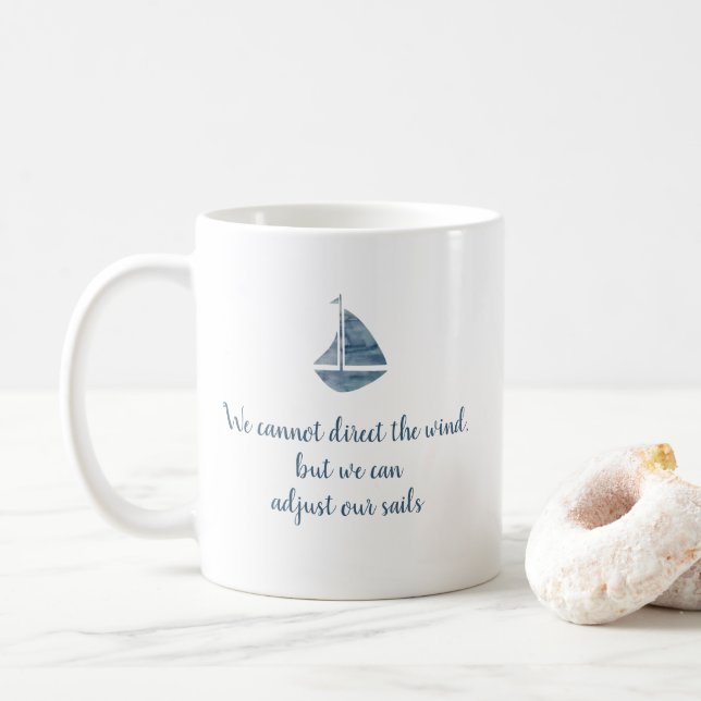 Mug Bleu voilier Ajuster voiles Nautique (Avec donut)