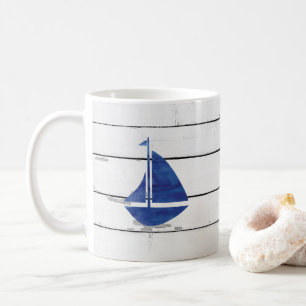 Mug Bleu voilier Nautique Navette Rustique