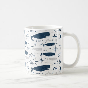 MUG BLEUE BLANCHE DE BALEINE DE SPERME AVEC TEXTURE