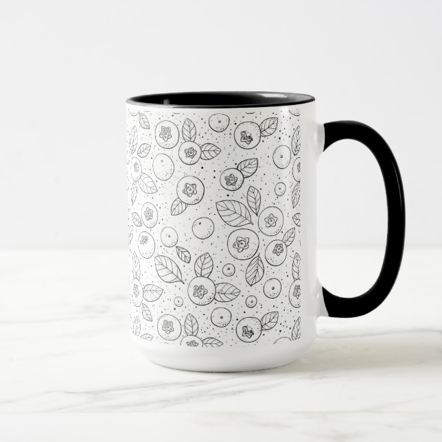 Mug Bleuets en noir et blanc (Droite)