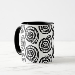 Mug Bloc de coquillages en spirale Impression, noir et