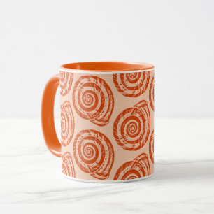 Mug Bloc de coquillages spiraux Impression, orange cor