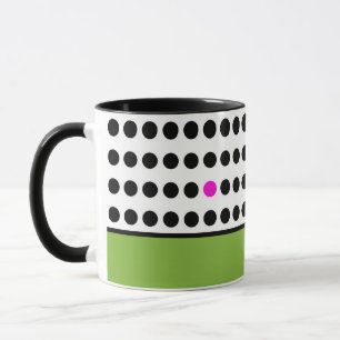 Mug Bloc de couleur à pois verts roses modernes