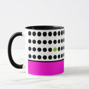 Mug Bloc de couleur rose moderne à pois noirs