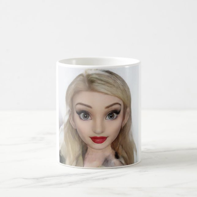 Mug Blond cartoon doll red lipstick (Centre)