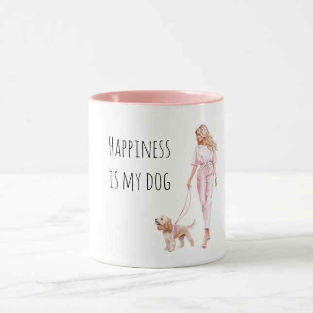 Mug Blond Hair Lady Walking Dog   (Centre)