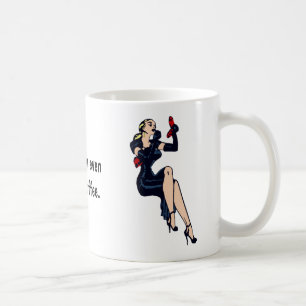 Mug Blonde Glamour Rétro Fille Pin-Up Avant Café
