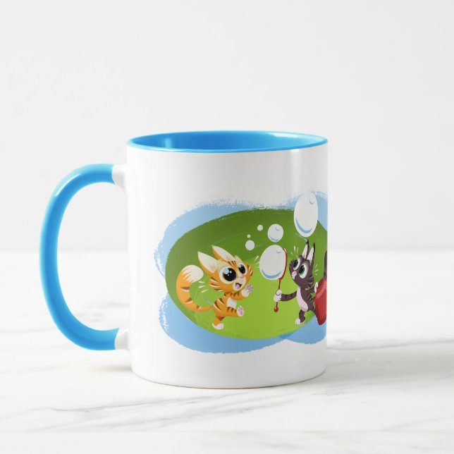 Mug BLOWING BUBBLES CATS de Jeff Willis Art (Gauche)