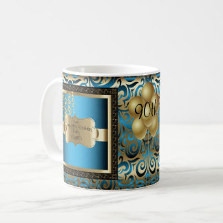 Mug Blue and Gold Metallic Joyeux 00e anniversaire