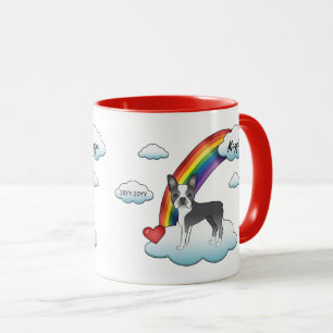 Mug Blue And White Boston Terrier Rainbow Memorial