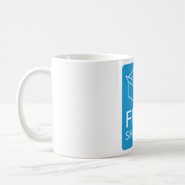 Mug Blue and White Free Shipping Icon (Gauche)