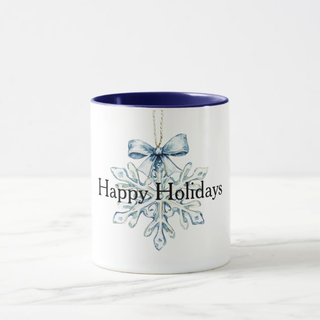 Mug Blue Bow Snowflake Christmas  (Centre)