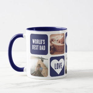 Mug Blue Brush Script Photo Collage World Best Dad