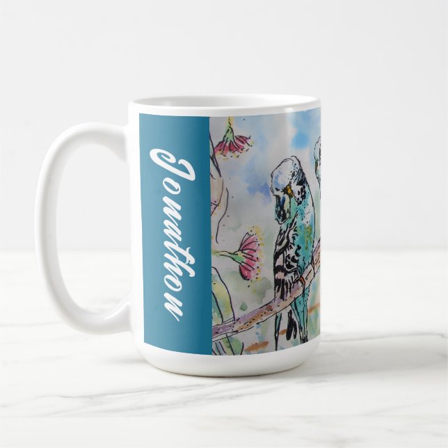 Mug Blue Budgie Budgies Parrots Husbands Mens Name (Gauche)