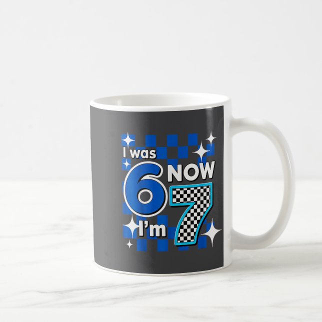 Mug Blue Checkered I Was 6 Now I'm 7 Birthday  (Droite)