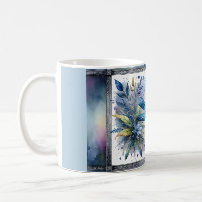 Mug Blue Dragonfly Botanical Watercolor (Gauche)