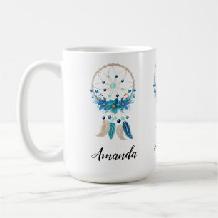 Mug Blue Dreamcatcher Design Boho élégant