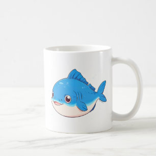 Mug Blue Fish Drawing