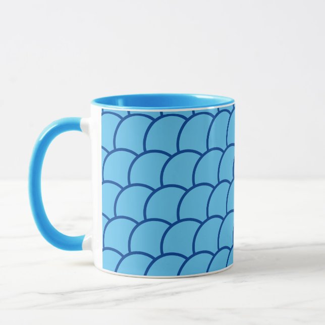 Mug - Blue Fish Scale Pattern (Left)