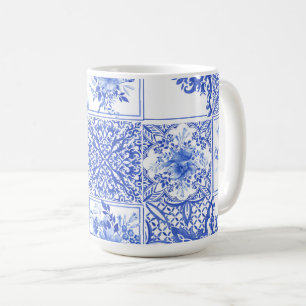 Mug Blue flowers,blue china,porcelain,birds 