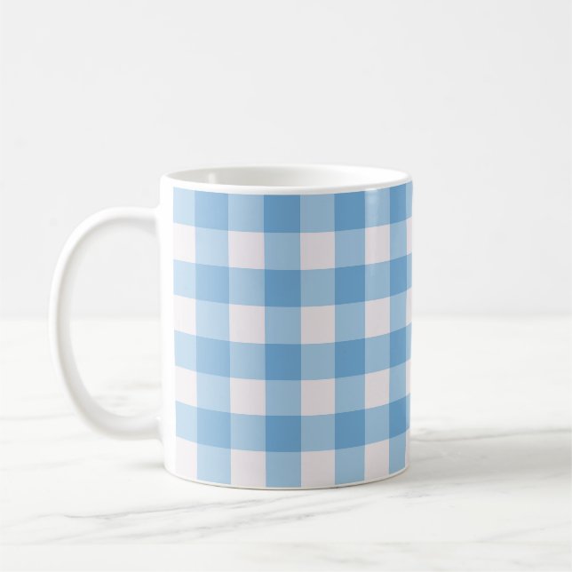 Mug Blue Gingham Pattern (Gauche)