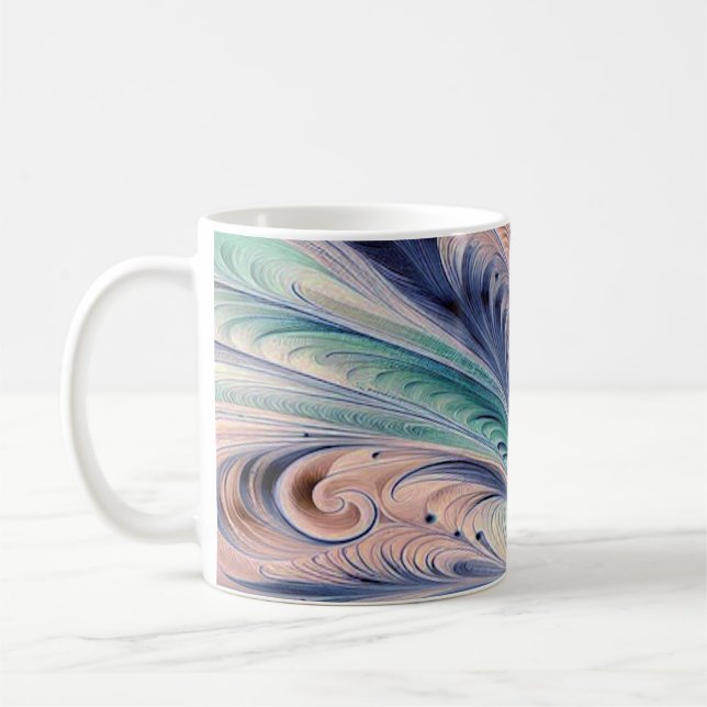 Mug  blue, green, and peach marbling (Gauche)