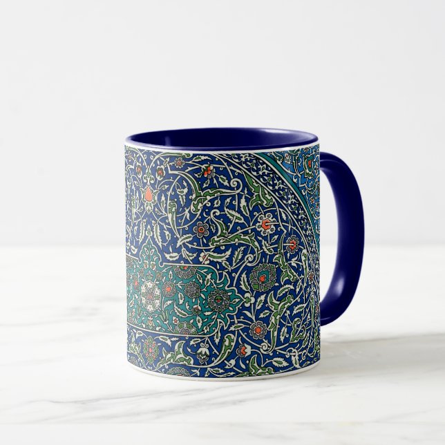 Mug Blue Green Orange Turquoise Ornat Motif arabe (Devant droit)