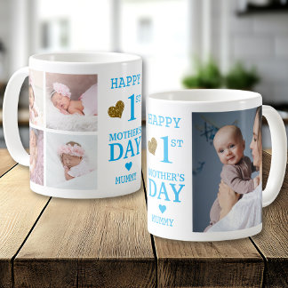 Mug Blue Happy First Mother's Day Mummy 5 Photo  