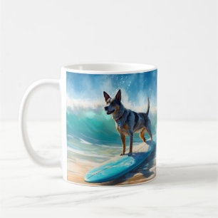 Mug Blue Heeler Beach Surfing Peinture