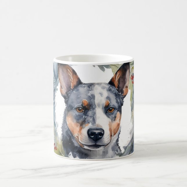Mug Blue Heeler Christmas Wreath Festive Pup (Centre)