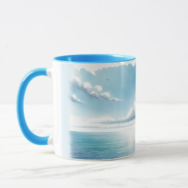 Mug Blue Horizon Solitary Sailboat (Gauche)