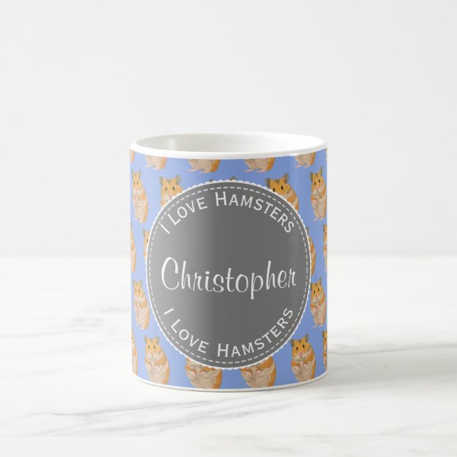 Mug Blue I love Hamsters Hamster Motif (Centre)