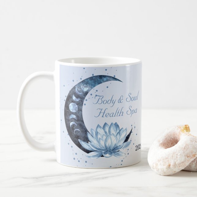 Mug Blue Lotus Flower Moon Nom commercial (Avec donut)