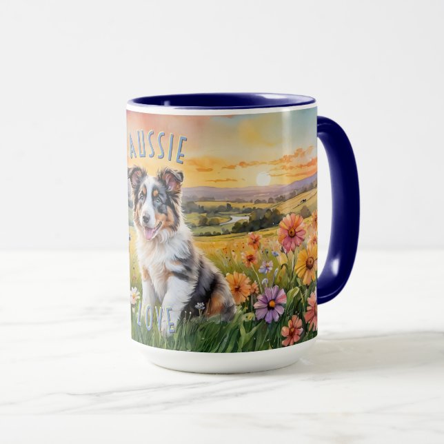 Mug Blue merle australian Shepherd Puppy (Devant droit)