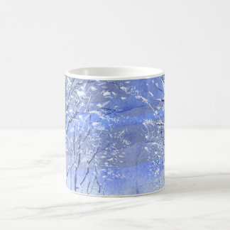 Mug Blue Minimal Winter Forest Watercolor Illustration
