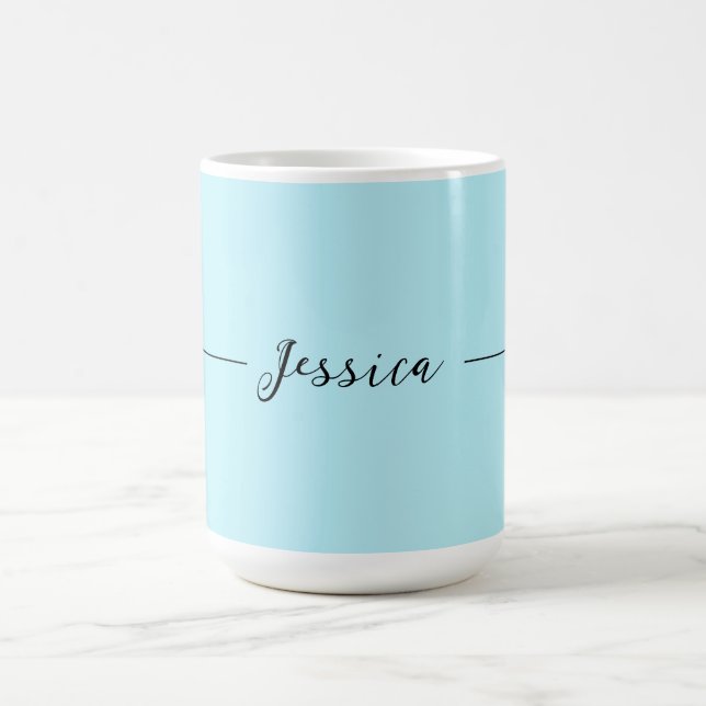 Mug Blue Modern Elegant Plain Simple Professional Name (Centre)