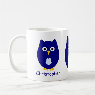 Mug Blue Owl Design Personalised