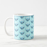 Blue Polka Dot Heart Cute Café