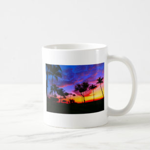 Mug Blue Red Sunset Exotic Hawaiian Beach Palm Trees