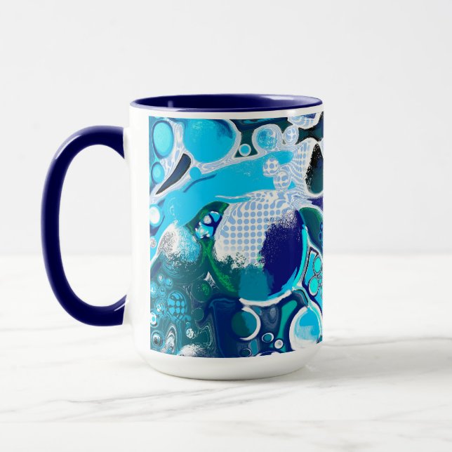 Mug Blue Sea bulles Art Abstrait (Gauche)