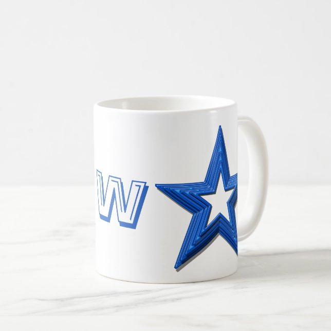 Mug - Blue Stars and Initial (Front Right)