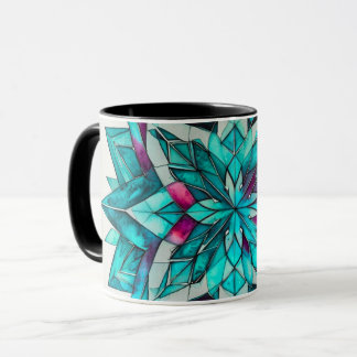 Mug Blue, Teal & Pink Watercolor Floral Mandala