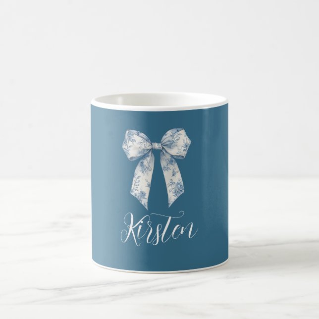 Mug Blue White Floral Bow (Centre)